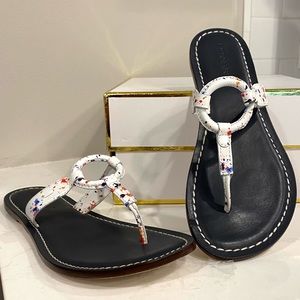 Bernardo Matrix Ring “Splash Calf” Paint Flip Flop Thong Sandal Size 8